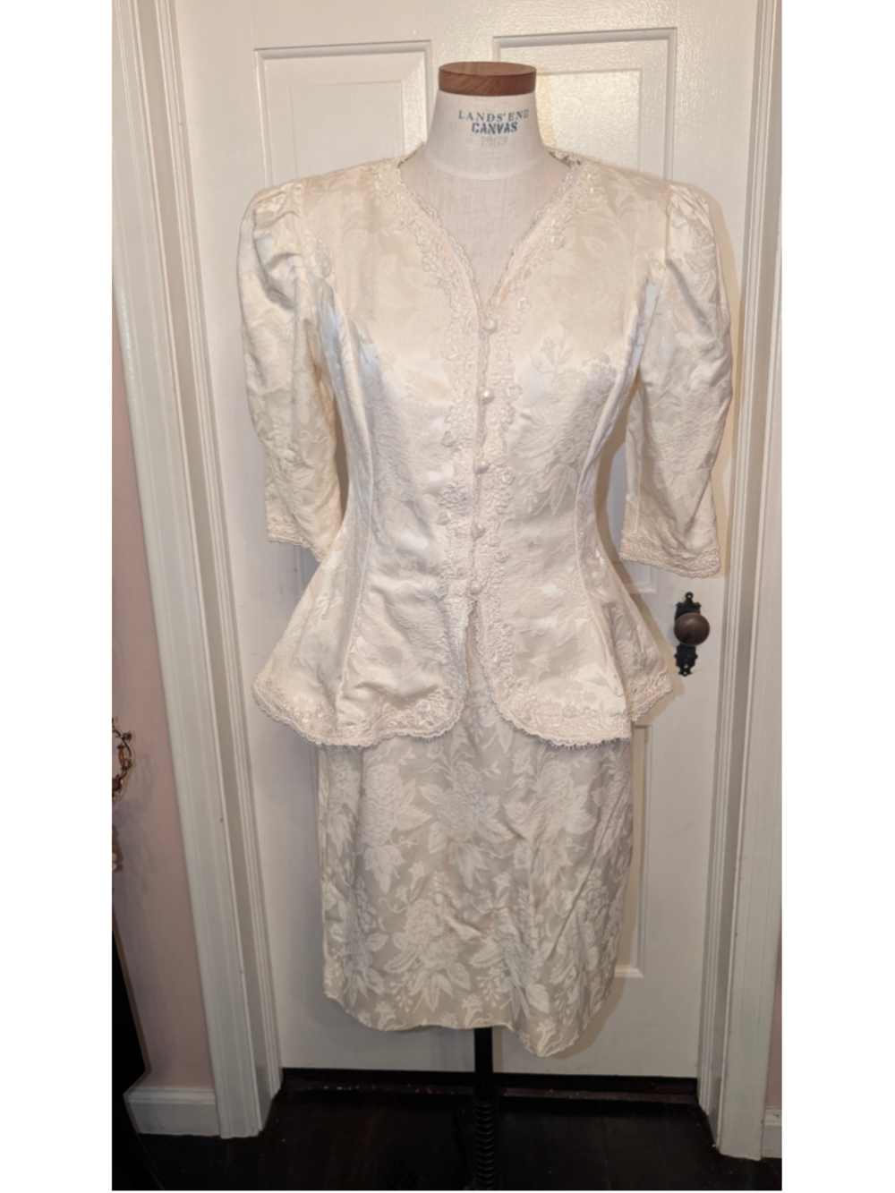 Women's vintage 80s Cachet by Bari Protas Cream Skirt Set Juniors 13